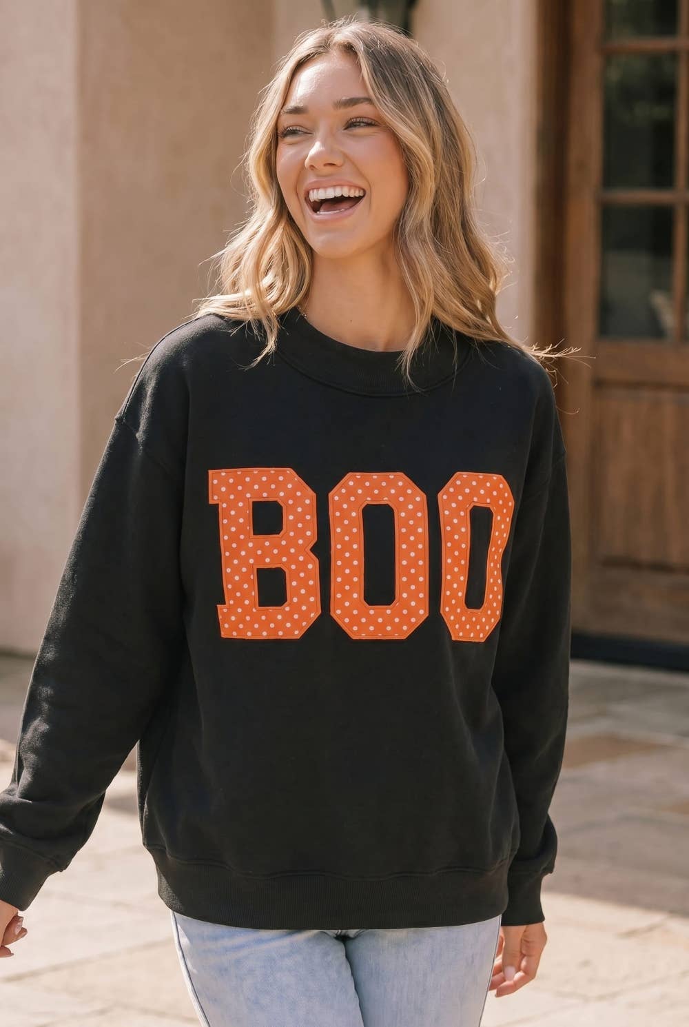 Boo Polka Dot Graphic Sweatshirt