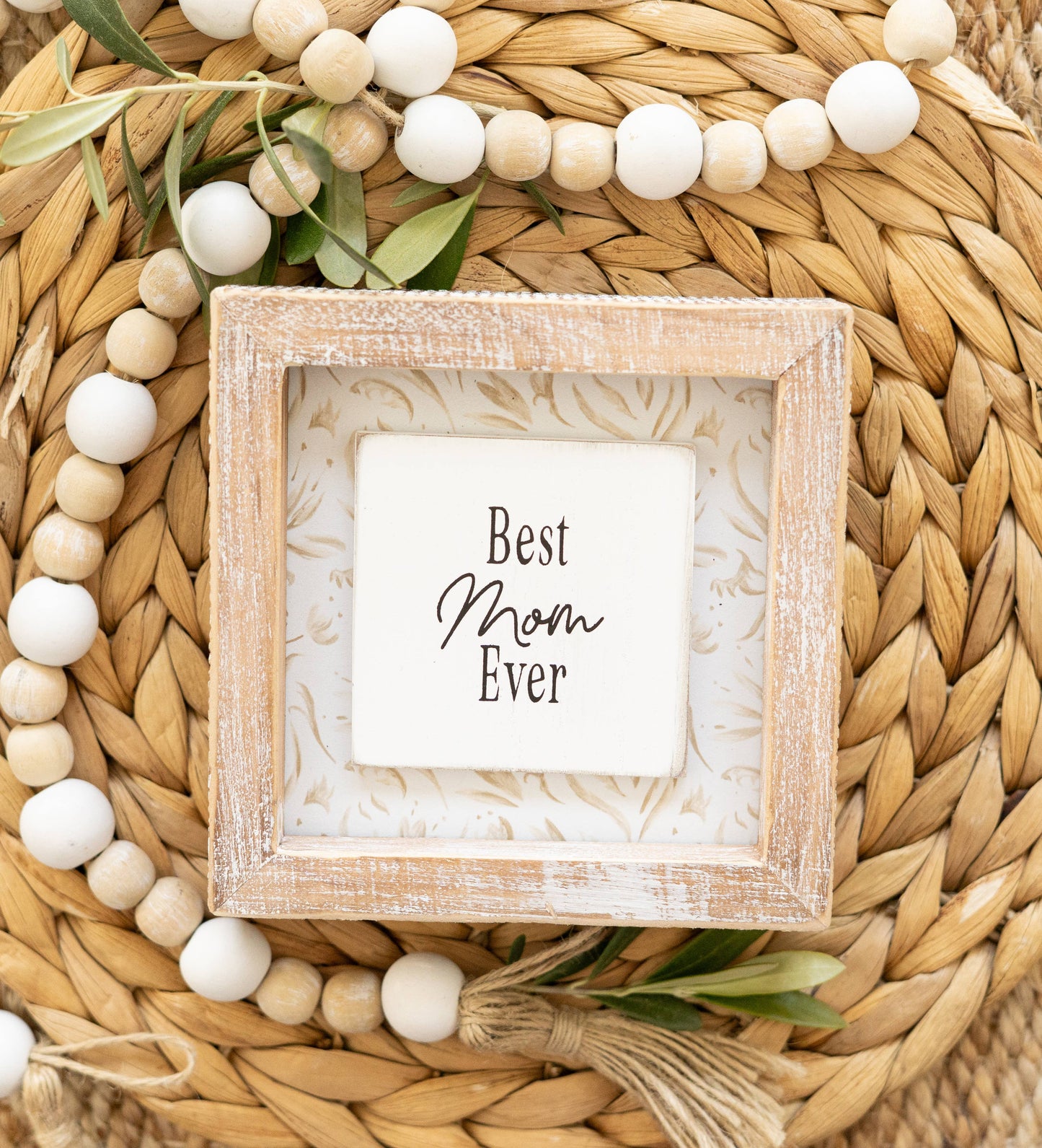 12619 - 5x5 rvs wood frame sign (HOME/MOM) MOTHER'S DAY