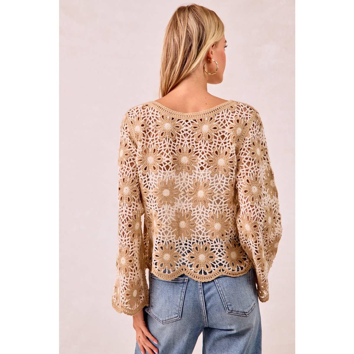 FLOWER CROCHET KNIT TOP