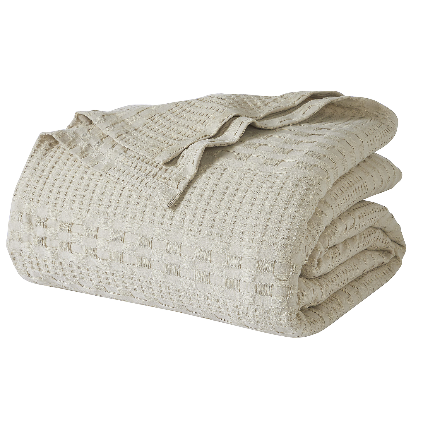 Natural Cream Waffle Weave Cotton King Blanket 108x90