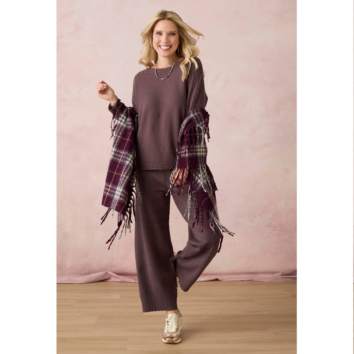Heavenly-Luxe Cable Knit Detail Dolman Sweater-Fall