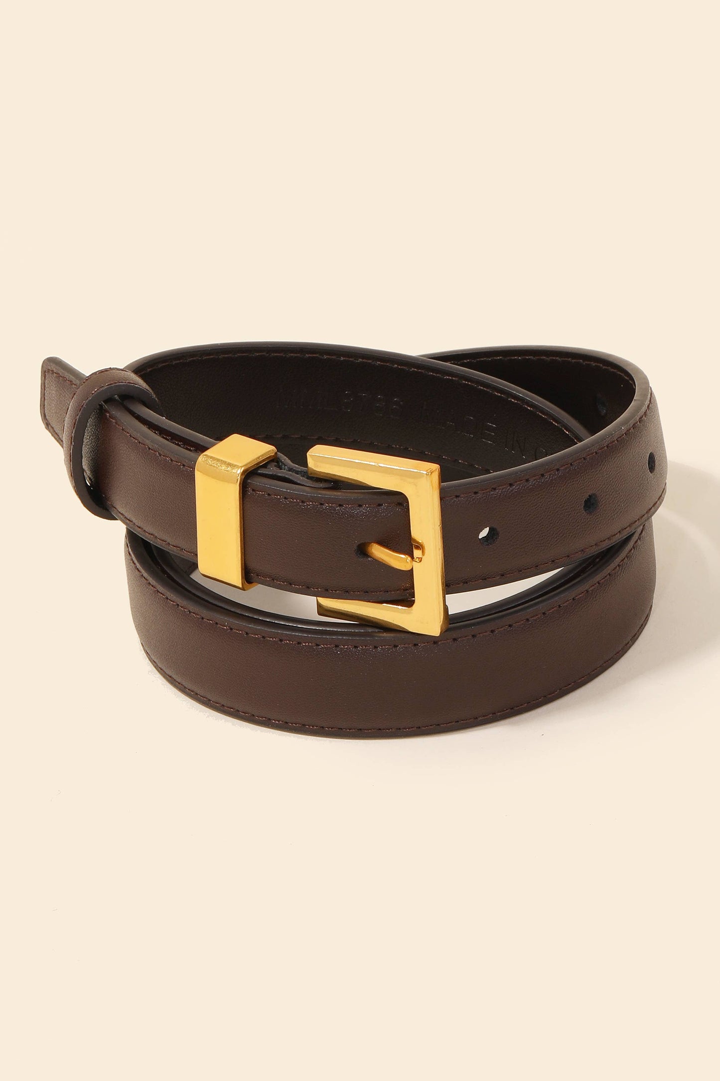 Genuine Leather Square Buckle Belt