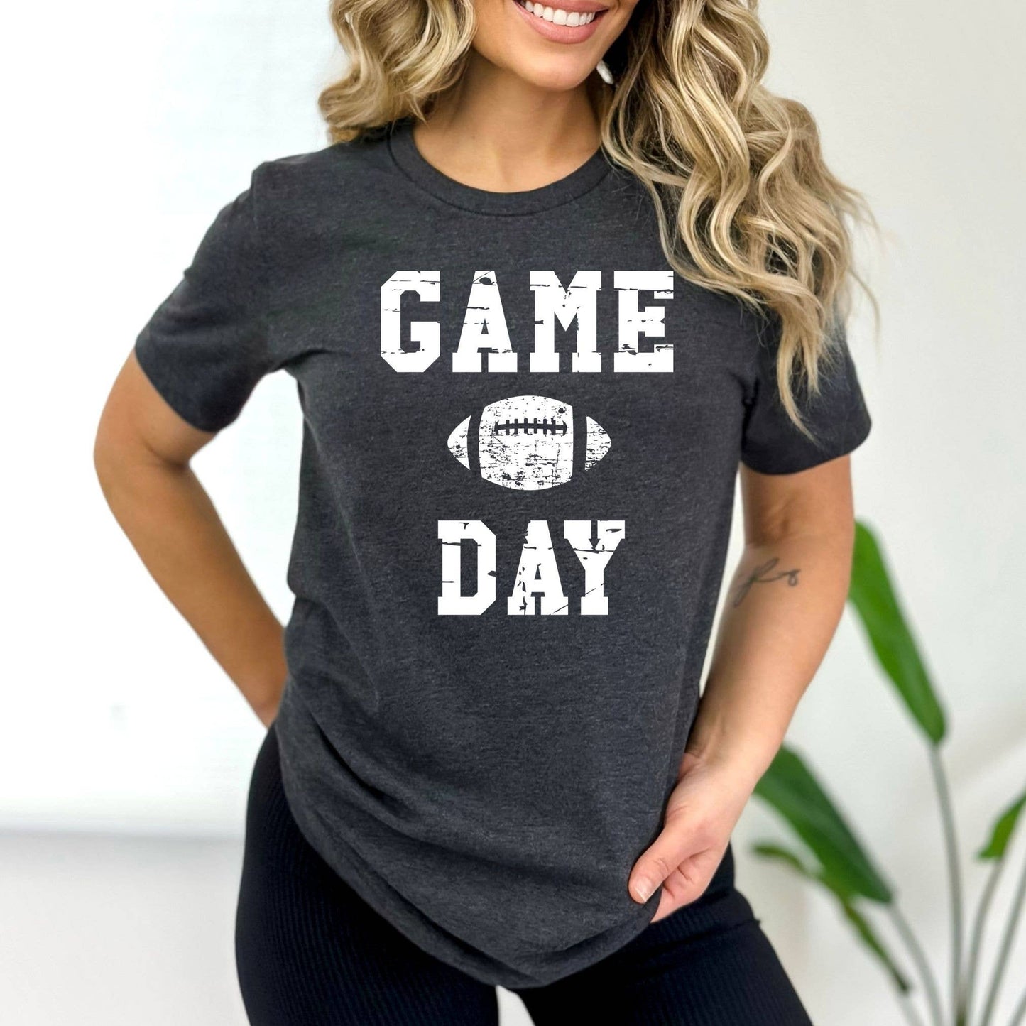 Football Game Day Charcoal Tee White Ink