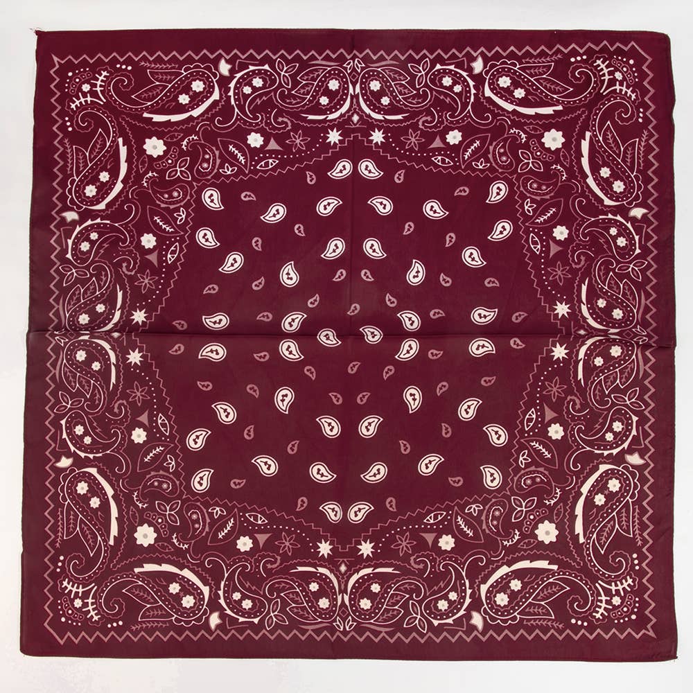 Bandana Paisley Print Satin Square Scarf