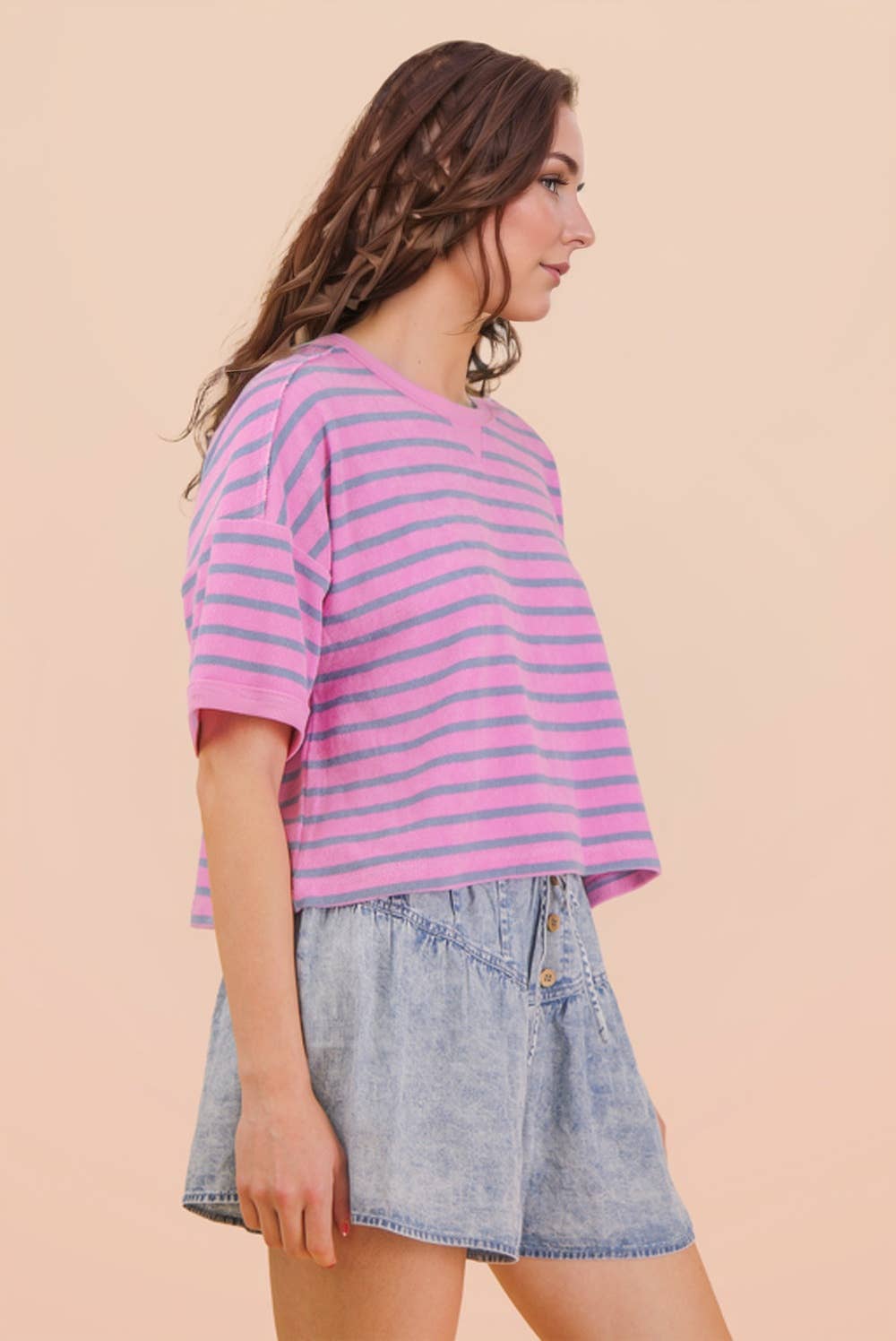 NT12210-Oversized Stripe Casual Comfy Knit Top