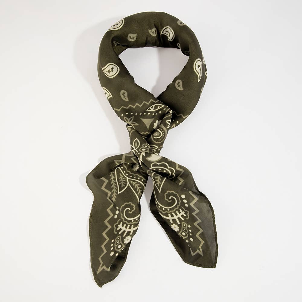 Bandana Paisley Print Satin Square Scarf