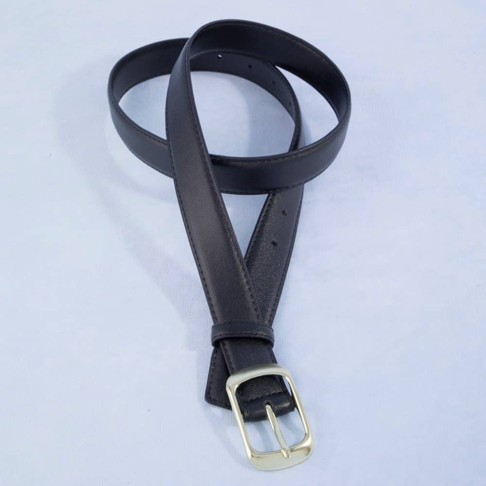 Solid Rectangle Buckle Leather Belt
