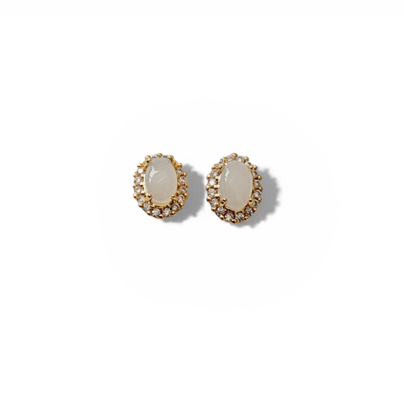 Opalite CZ Studs Earrings Gold Filled