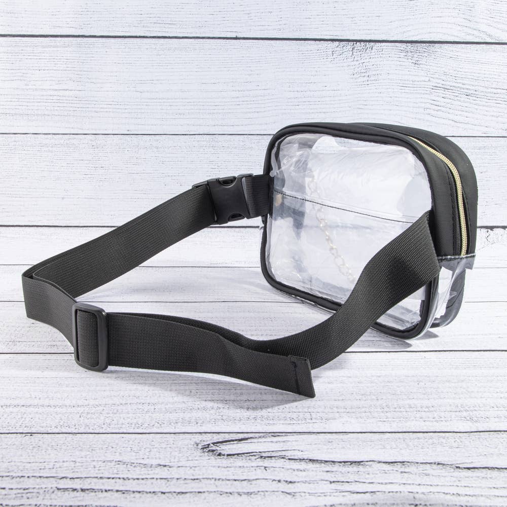 Clear Stadium Belt Bag With Chain Accent