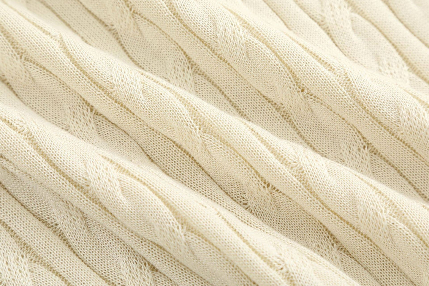 Cable Knit Short Sleeve Polo Top