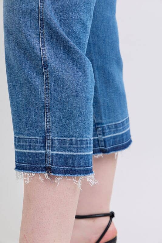 High Waisted Tummy Control Release Hem Crop Wide- PLUS