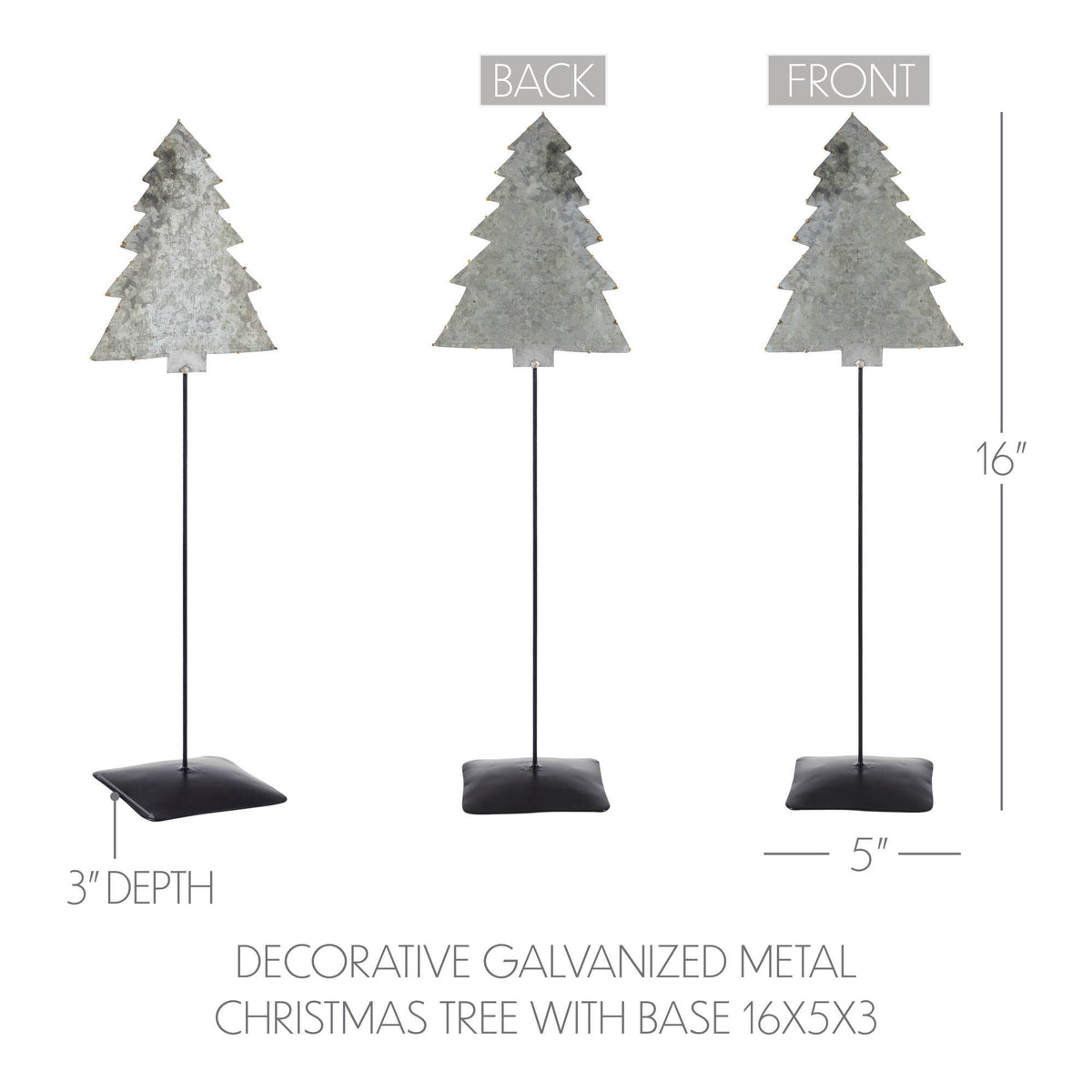 Decorative Galvanized Metal Christmas Tree With Base 16x5x3