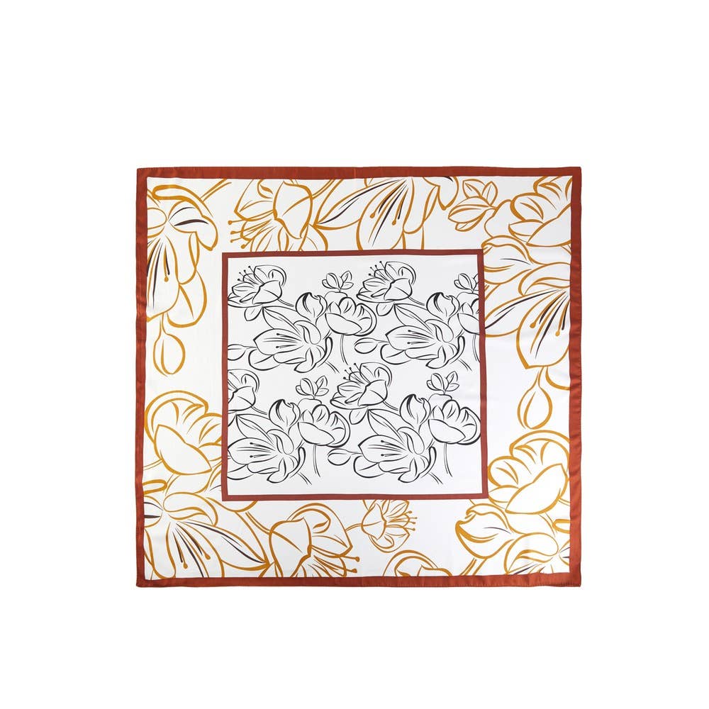 Framed Panel Lily Outline Square Scarf