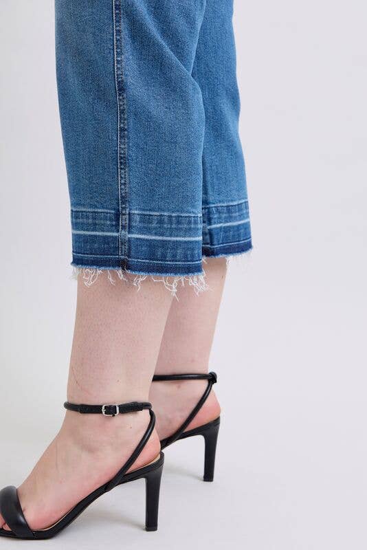 High Waisted Tummy Control Release Hem Crop Wide- PLUS