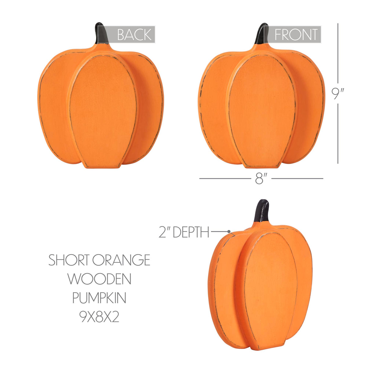 Orange Wood Pumpkin 9" Rustic Farmhouse Fall Decor