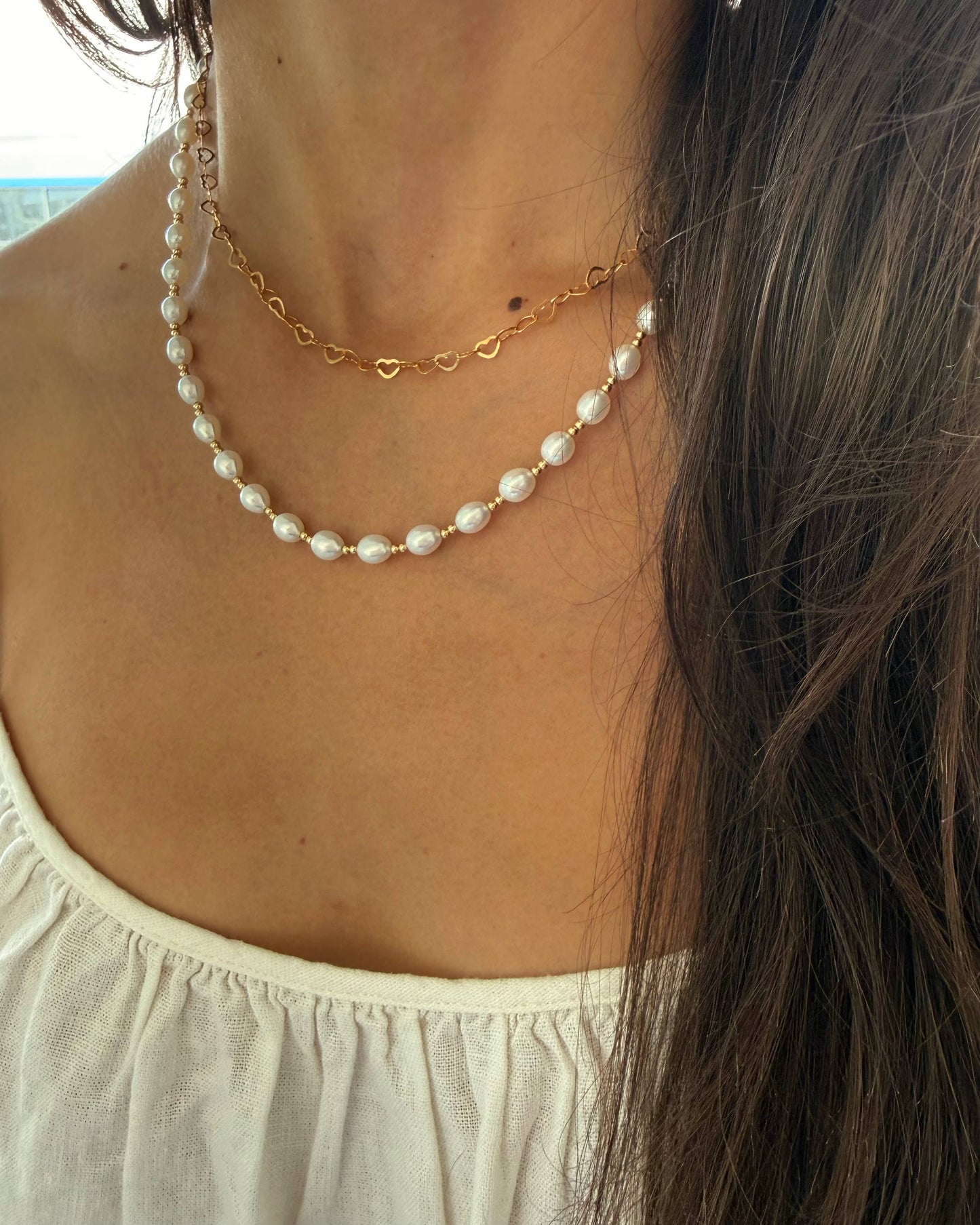 Taylor Freshwater Pearl Beaded Necklace Gold Filled
