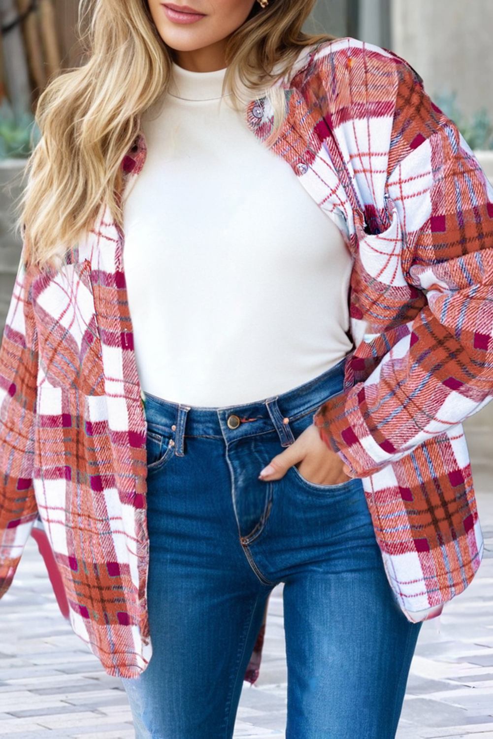 LDC Christmas Plaid Casual Flannel Shacket