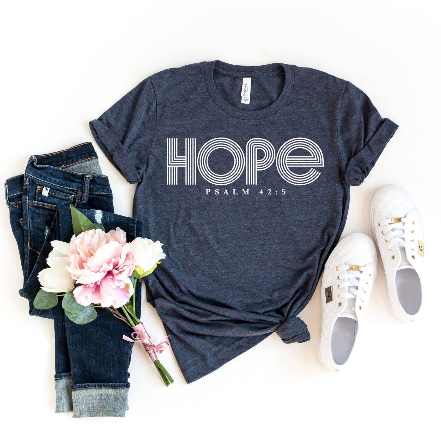 Hope Navy Tee White Ink