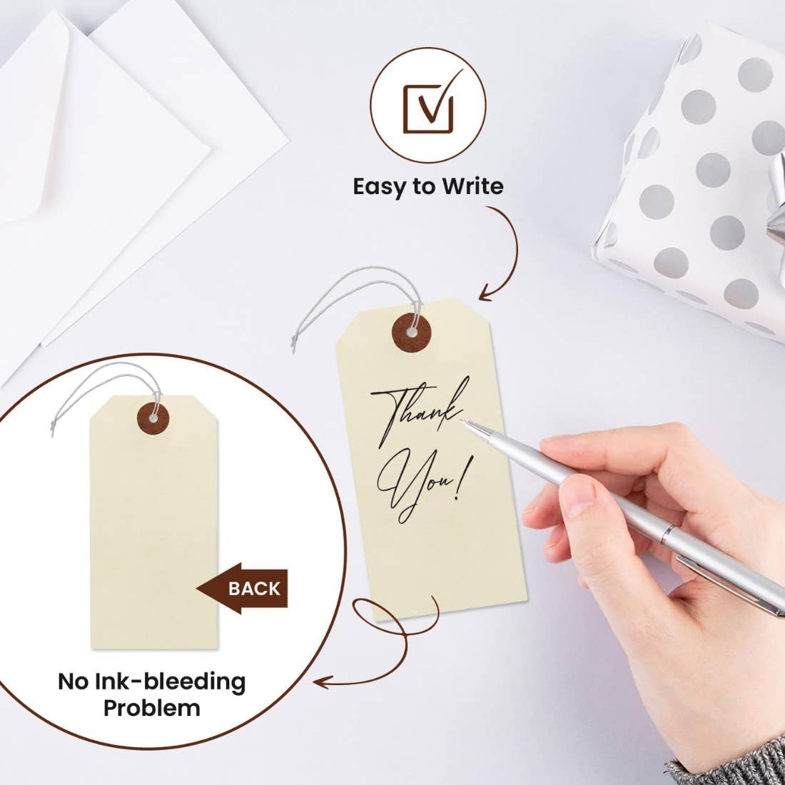 9pt Creme Manila Tag w/ String Set of 200 Size #3