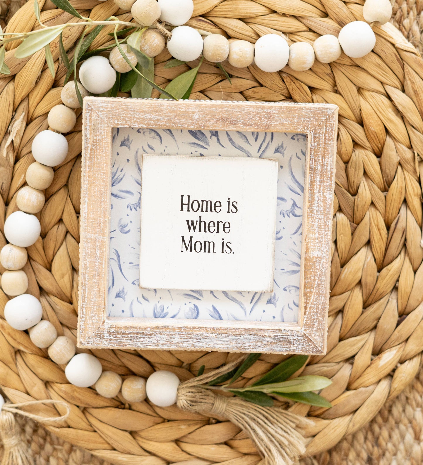 12619 - 5x5 rvs wood frame sign (HOME/MOM)  MOTHER'S DAY