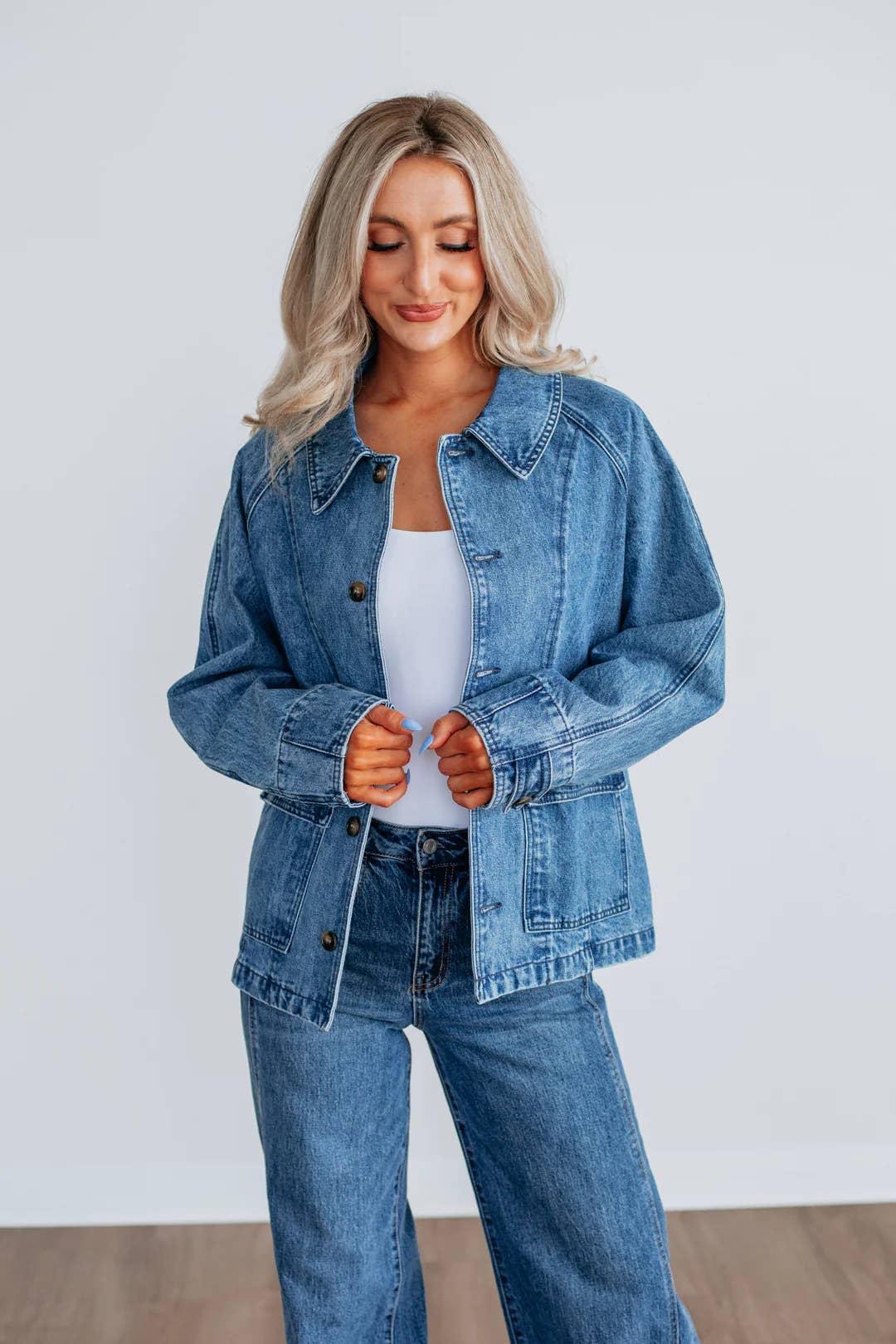 Button-Front Denim Jacket
