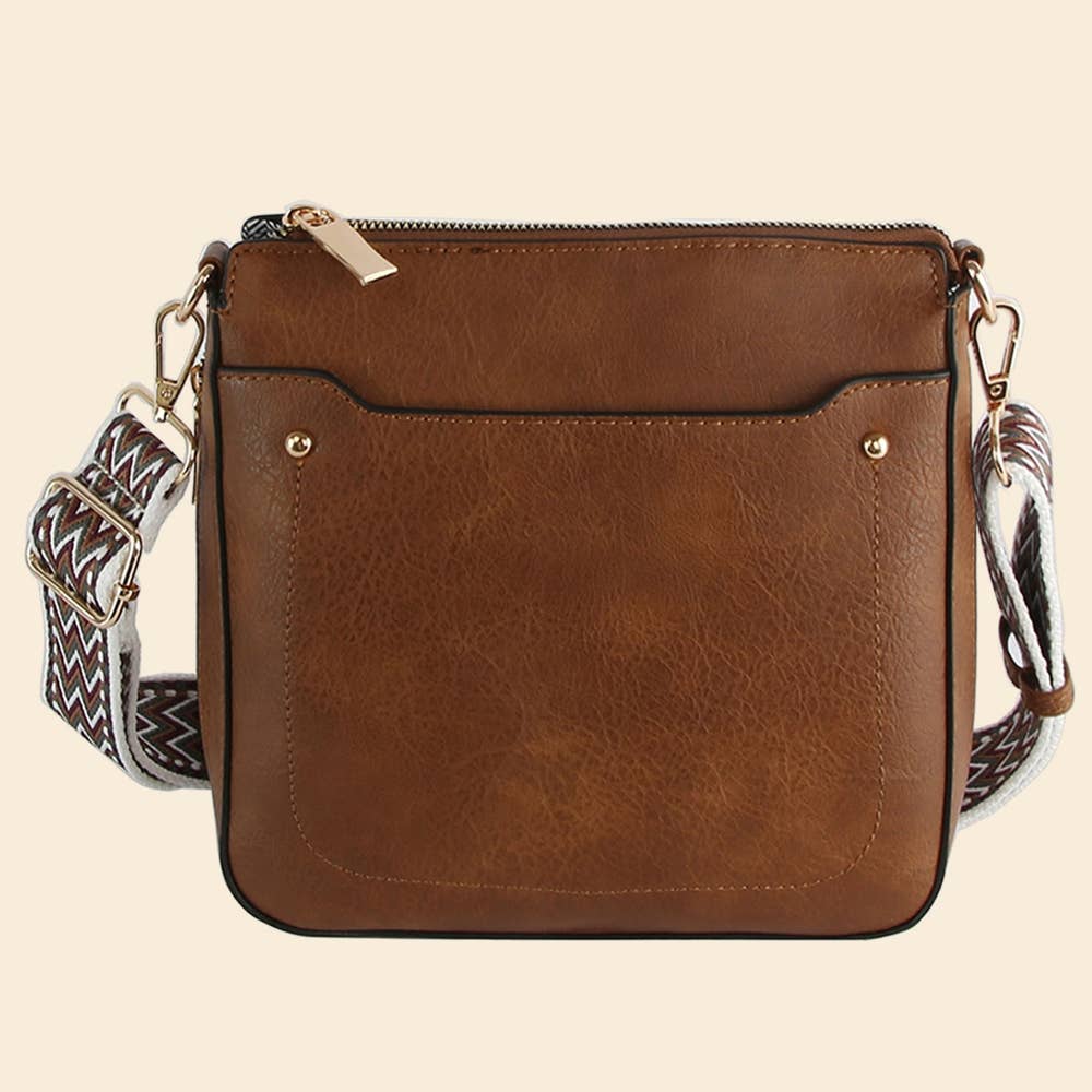 Boho Strap Faux Leather Crossbody Messenger Bag