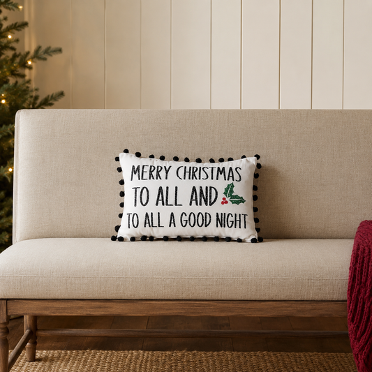 Merry Christmas Lumbar Throw Pillow 9.5x14