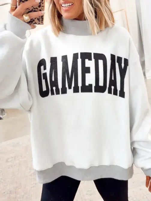 Game Day Football Graphic Sweatshirt Mock Neck