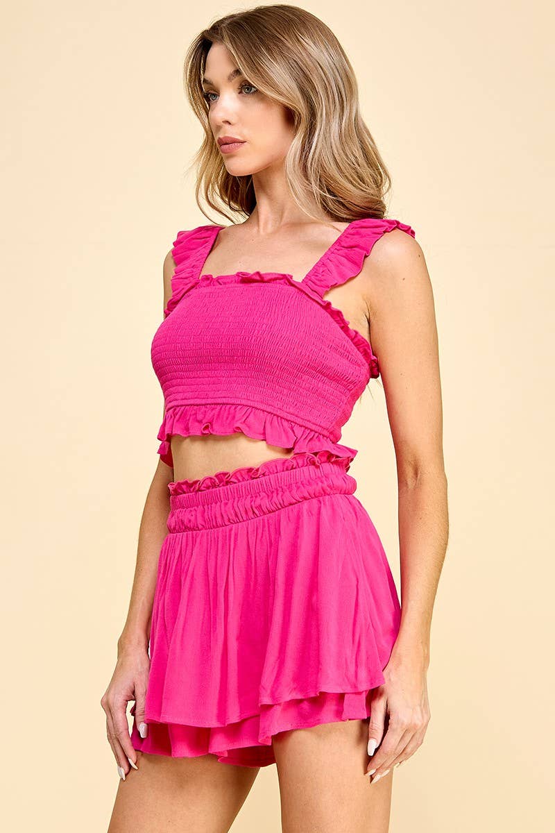 Smocked Ruffle Crop Top