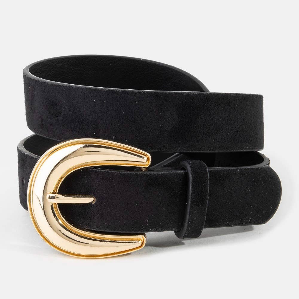 Two Piece Vegan Leather Black And Leopard Belt Set