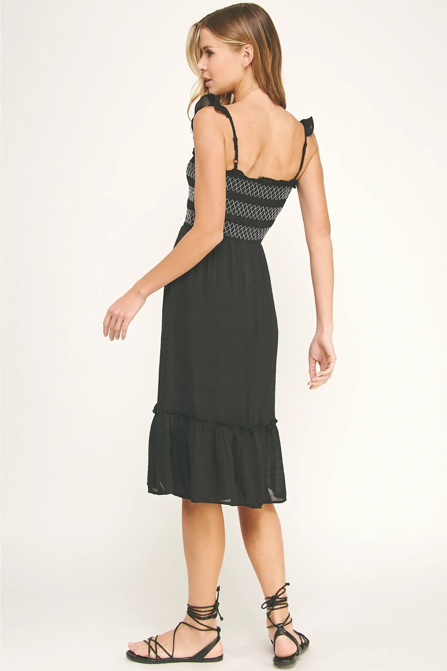 PAPAYA GAUZE DRESS WITH BRAIDED ELASTIC