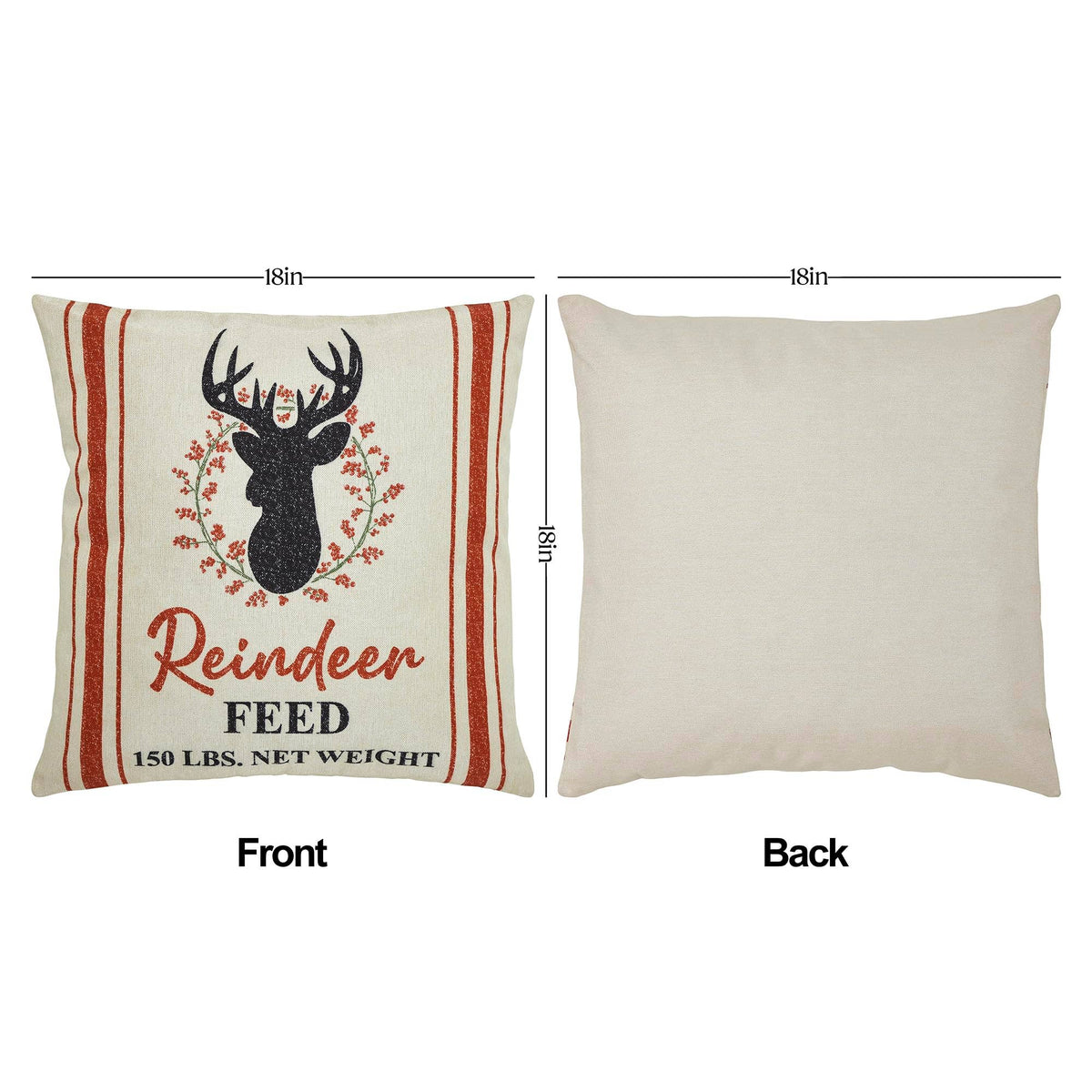 Reindeer Farm Pillow Cover Set of 2 18Lx18W