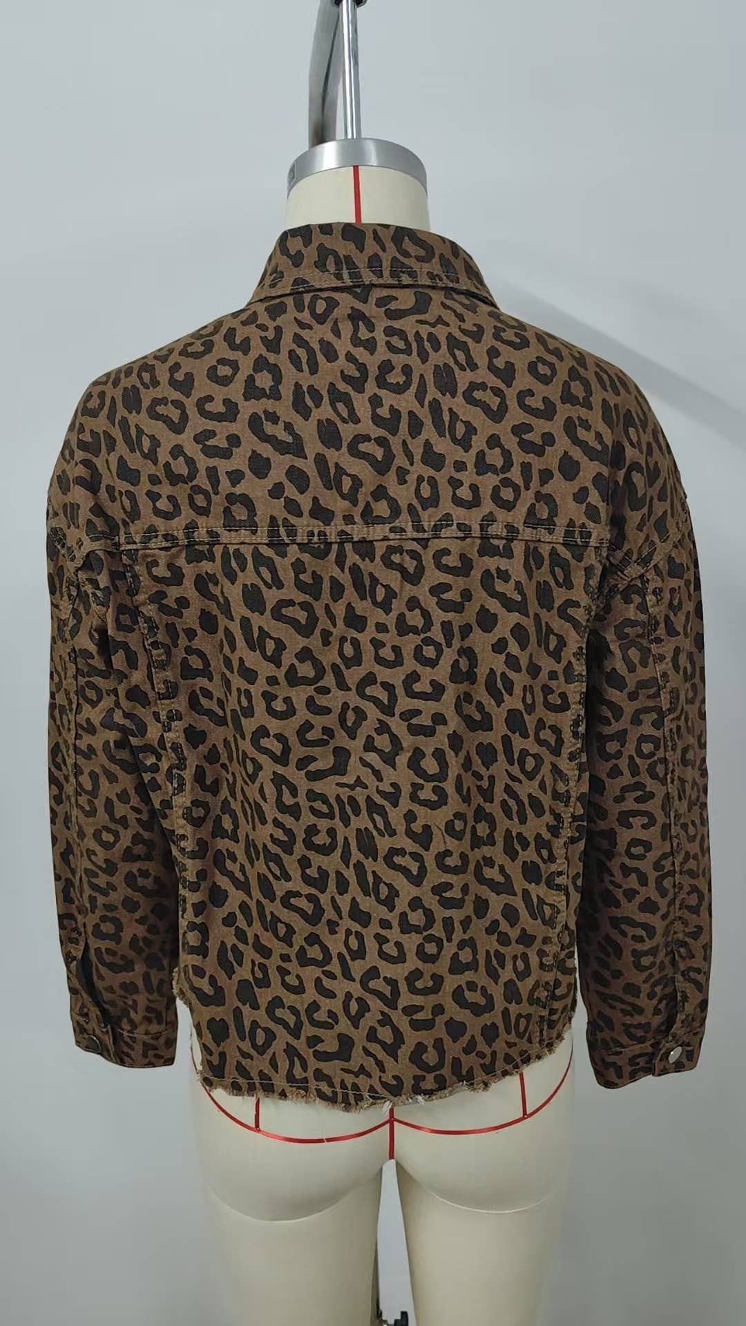 Leopard Print Denim Crop Jacket