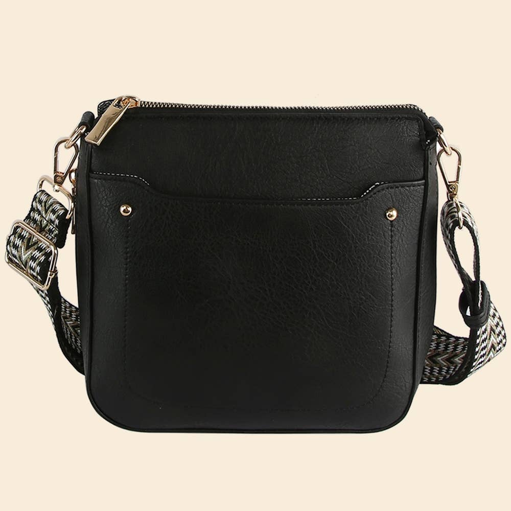 Boho Strap Faux Leather Crossbody Messenger Bag