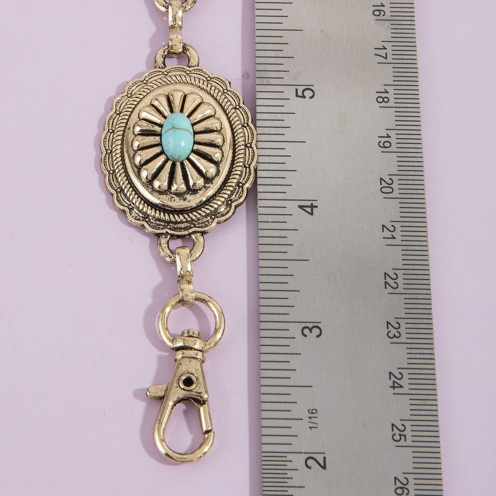 Oval Turquoise Concho Statement Chain Belt
