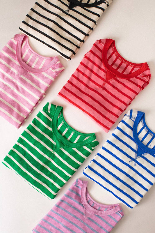 NT12210-Oversized Stripe Casual Comfy Knit Top