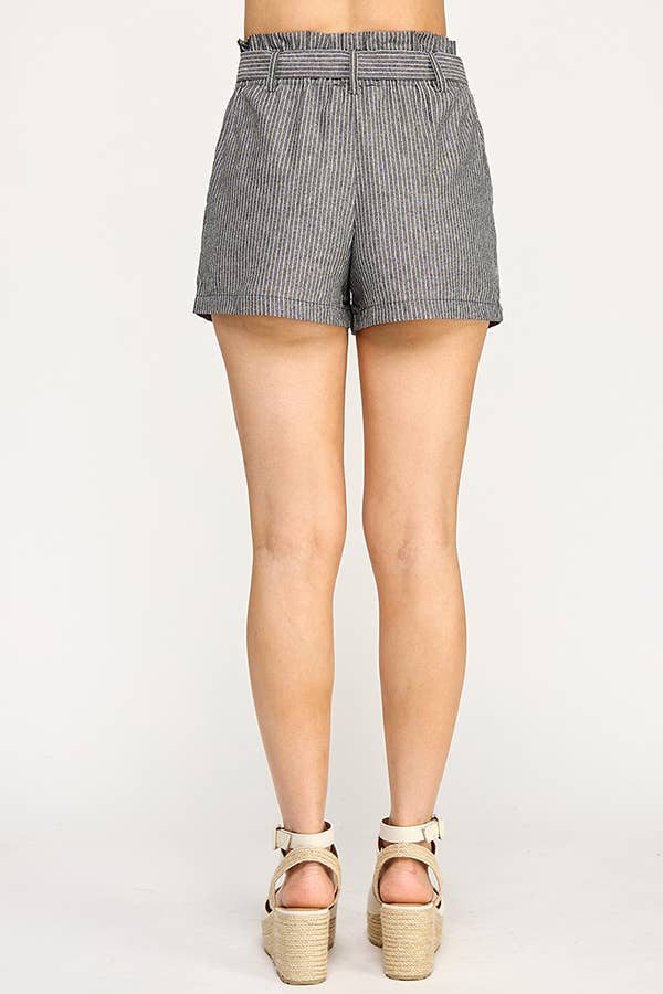 STRIPED HIGH WAISTED SHORT WITH TIE BELT