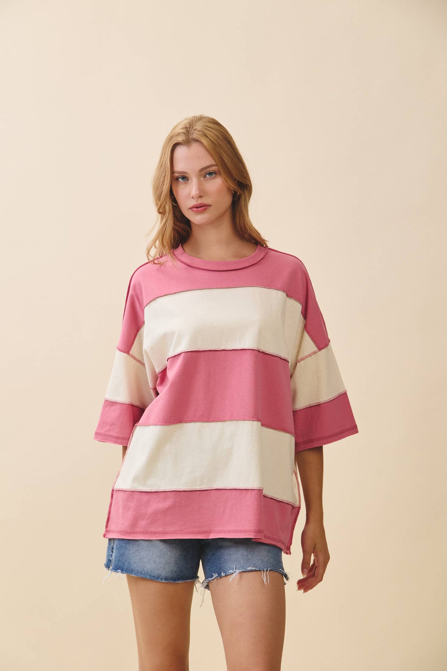 8417FN Polly Color Block Top