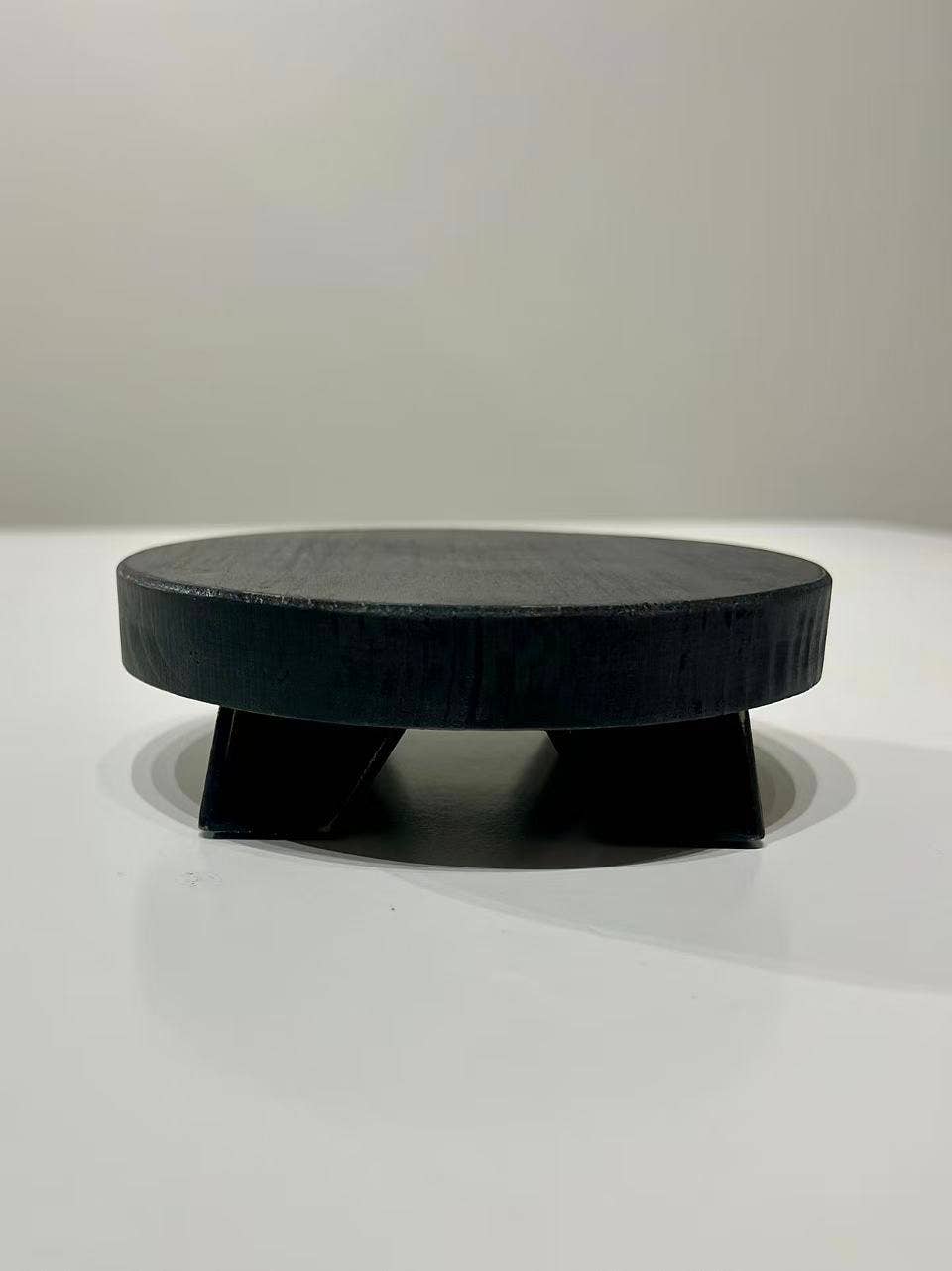 11024 - 6x6x2 wood riser (ROUND MINI) home decor, black