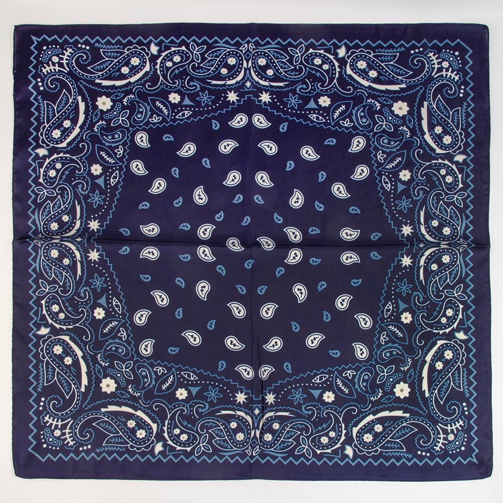 Bandana Paisley Print Satin Square Scarf