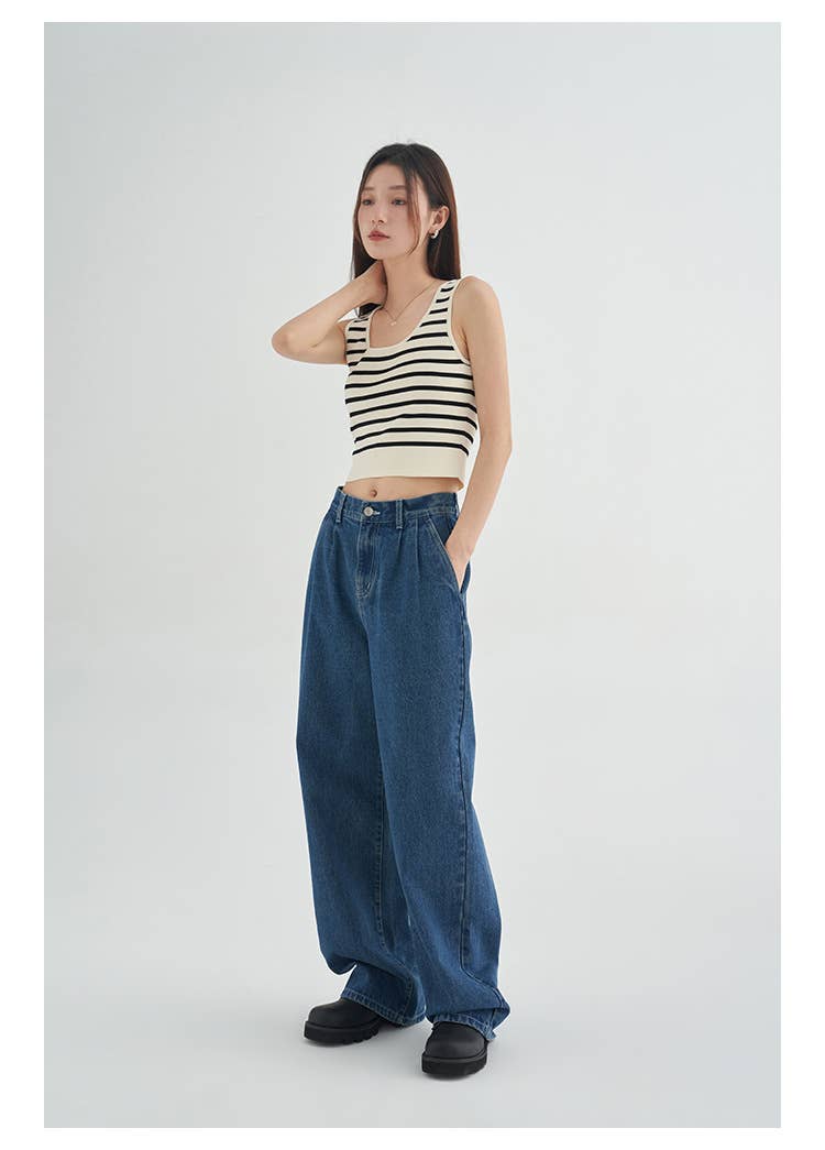 Striped Knit U-Neck Tank