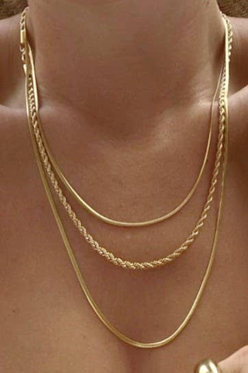 18K STAINLESS STEEL TARNISH FREE LAYERED NECKLACE | 40NK9548