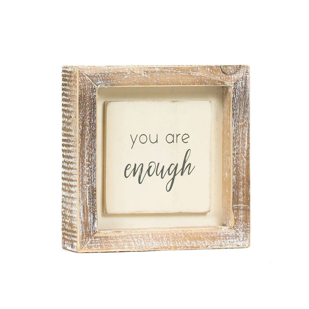 11947 - 5x5 wood frame sign (ENOUGH)  home decor gift