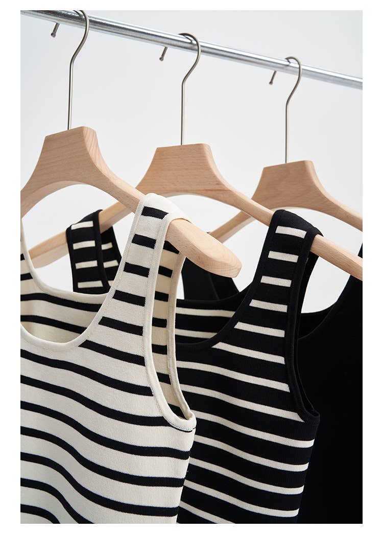 Striped Knit U-Neck Tank