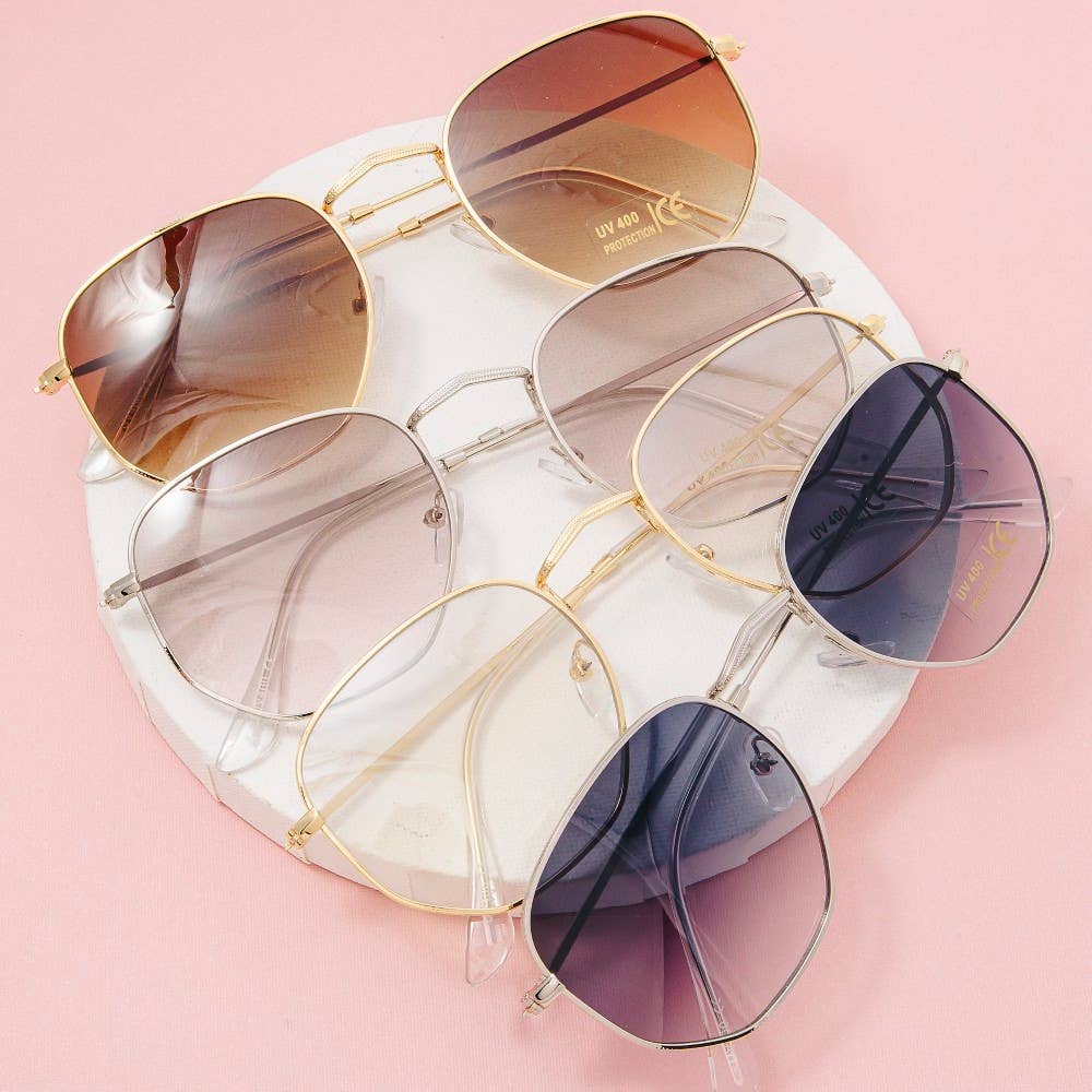 Uv Protection Metal Frame Sunglasses Set