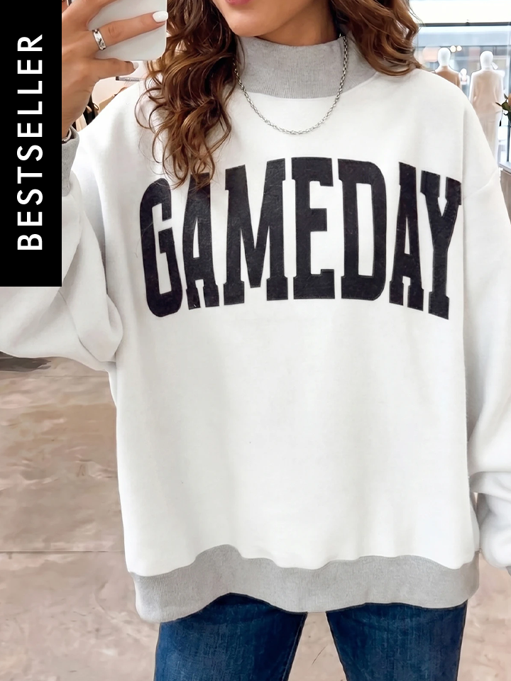 Game Day Football Graphic Sweatshirt Mock Neck