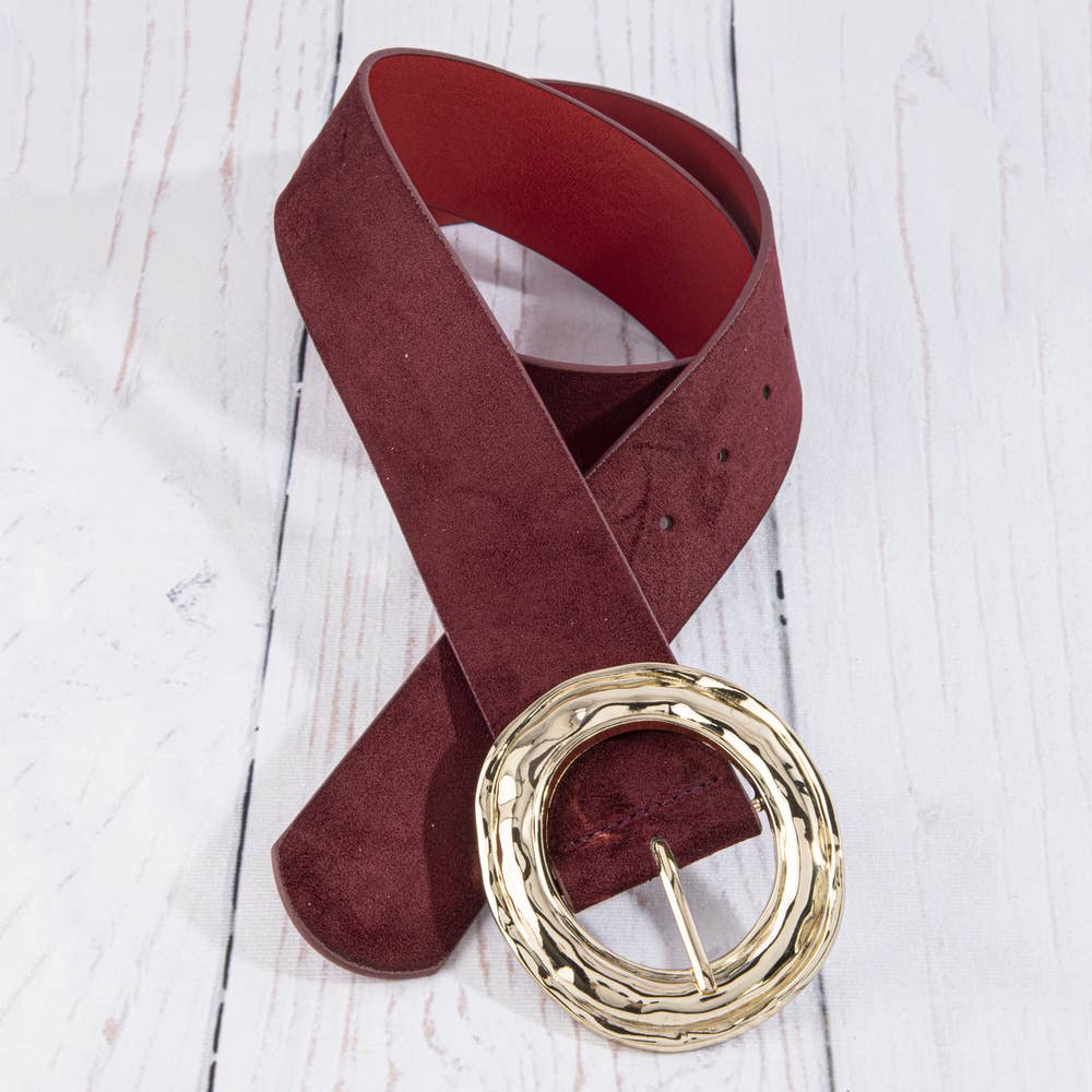 Suede Hammered Round Buckle Belt