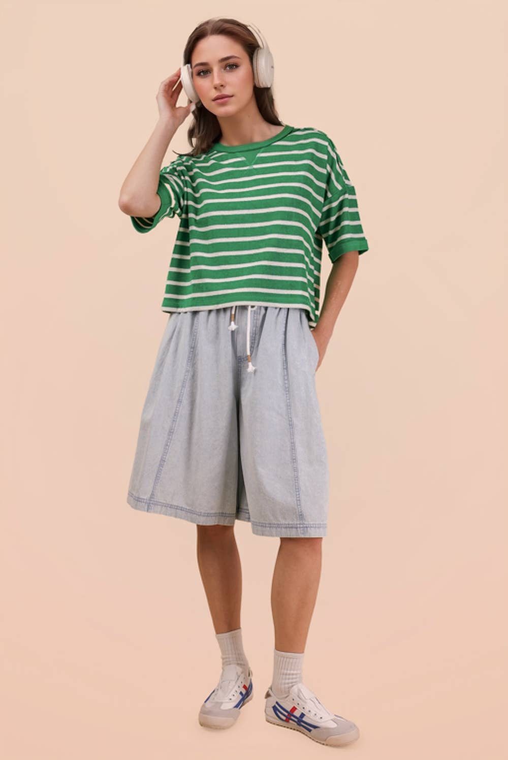 NT12210-Oversized Stripe Casual Comfy Knit Top