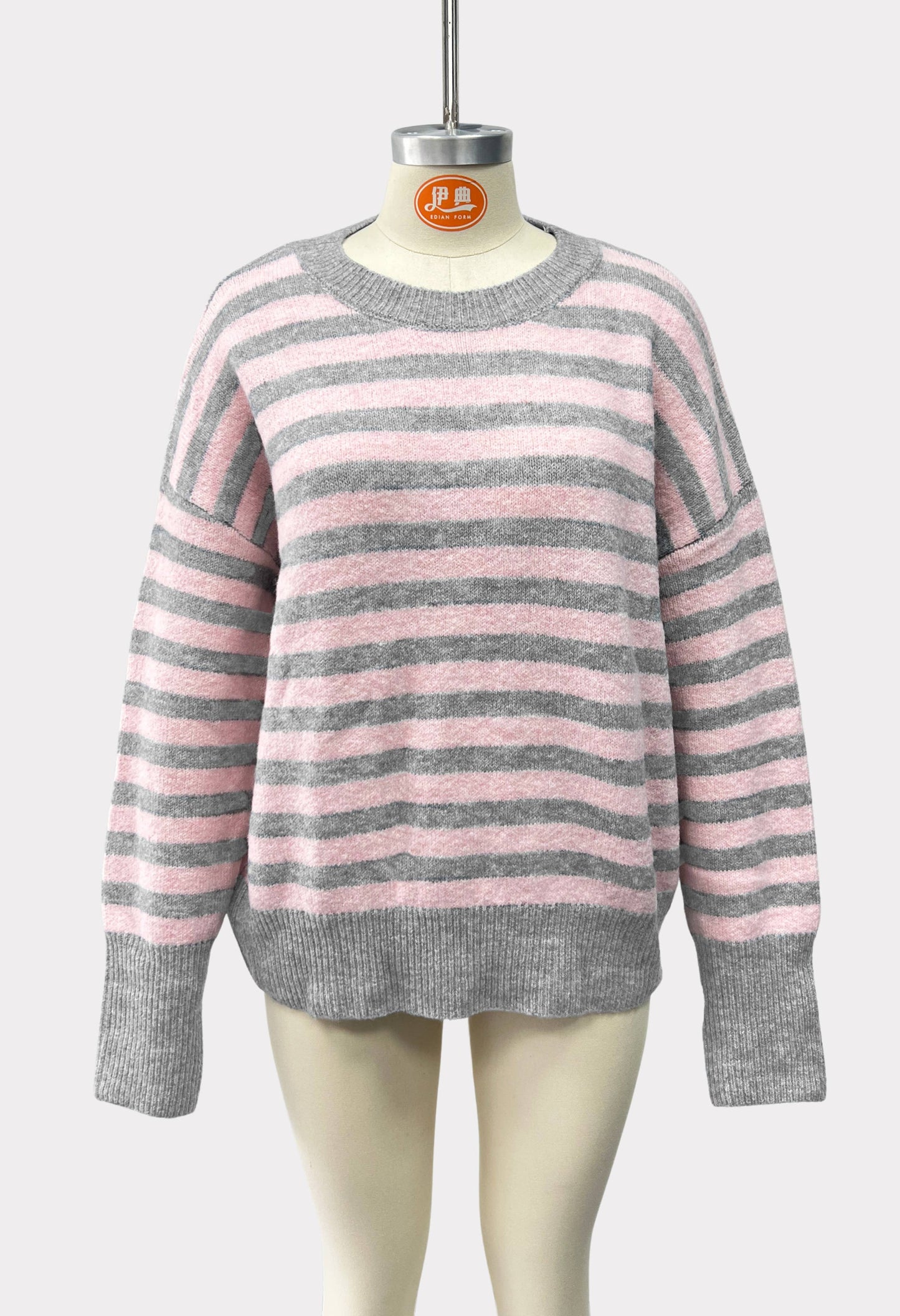 Women's Relaxed Fit Fall Striped Pullover Sweater