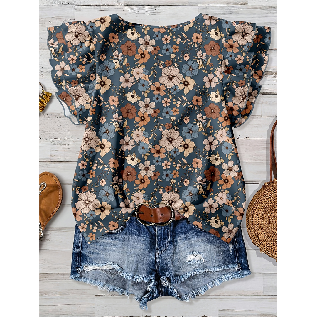 Summer Short Sleeve Floral Print Casual Shirt ZK4100